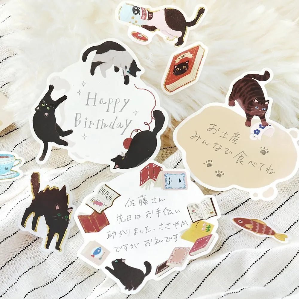 Memo stickers Cat Diary - Kuro - 3 - BGM - Tidformera