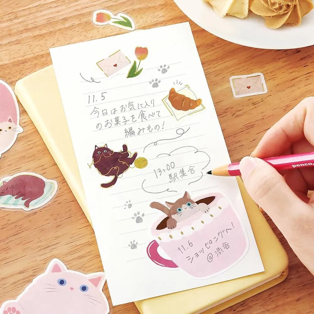 Memo stickers Cat Diary - Pink - 5 - BGM - Tidformera