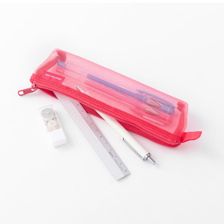 Mesh Pen Case - Pink - 2 - Midori - Tidformera