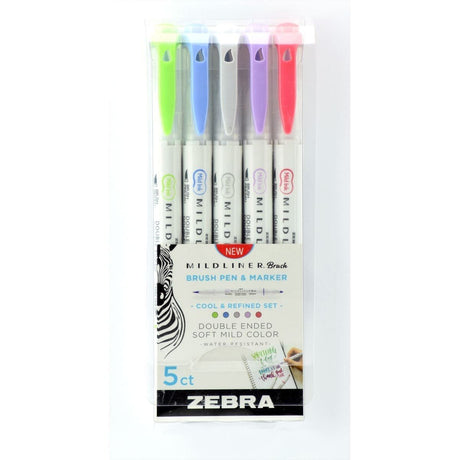 Mildliner Brush pen 5 - pack - Cool & Refined - 2 - Zebra - Tidformera