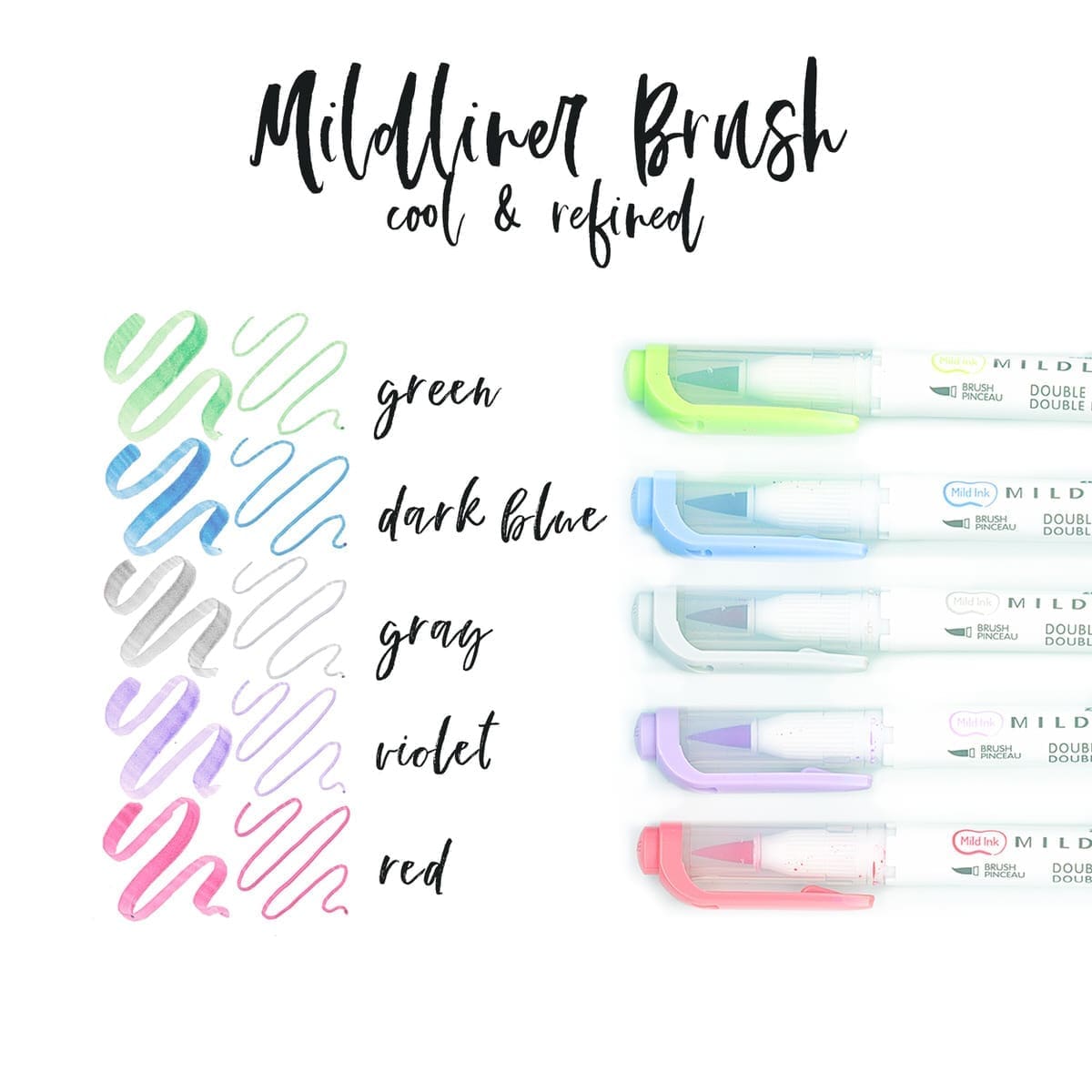 Mildliner Brush pen 5-pack - Cool & Refined - Zebra - Tidformera