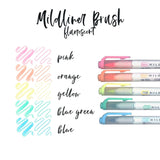 Mildliner Brush pen 5 - pack - Fluorescent - 1 - Zebra - Tidformera