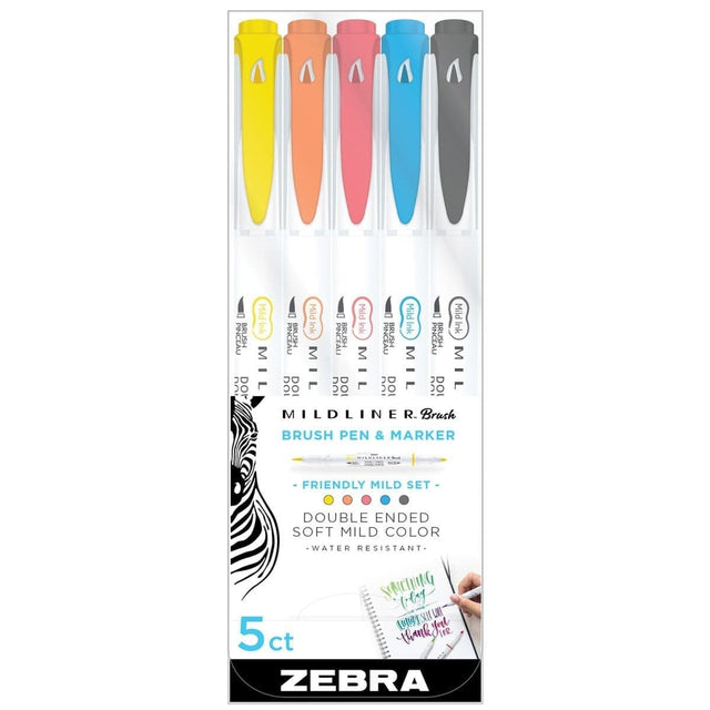 Mildliner Brush pen 5-pack - Friendly - Zebra - Tidformera