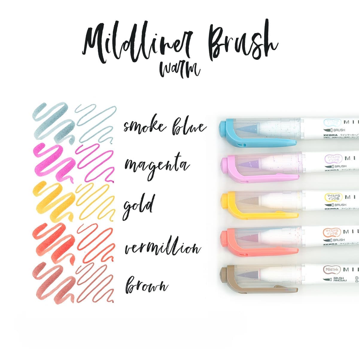 Mildliner Brush pen 5-pack - Warm - Zebra - Tidformera