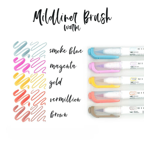 Mildliner Brush pen 5-pack - Warm - Zebra - Tidformera