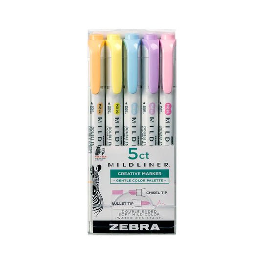 Mildliner Överstrykningspennor 5-pack - Gentle color palette - Zebra - Tidformera