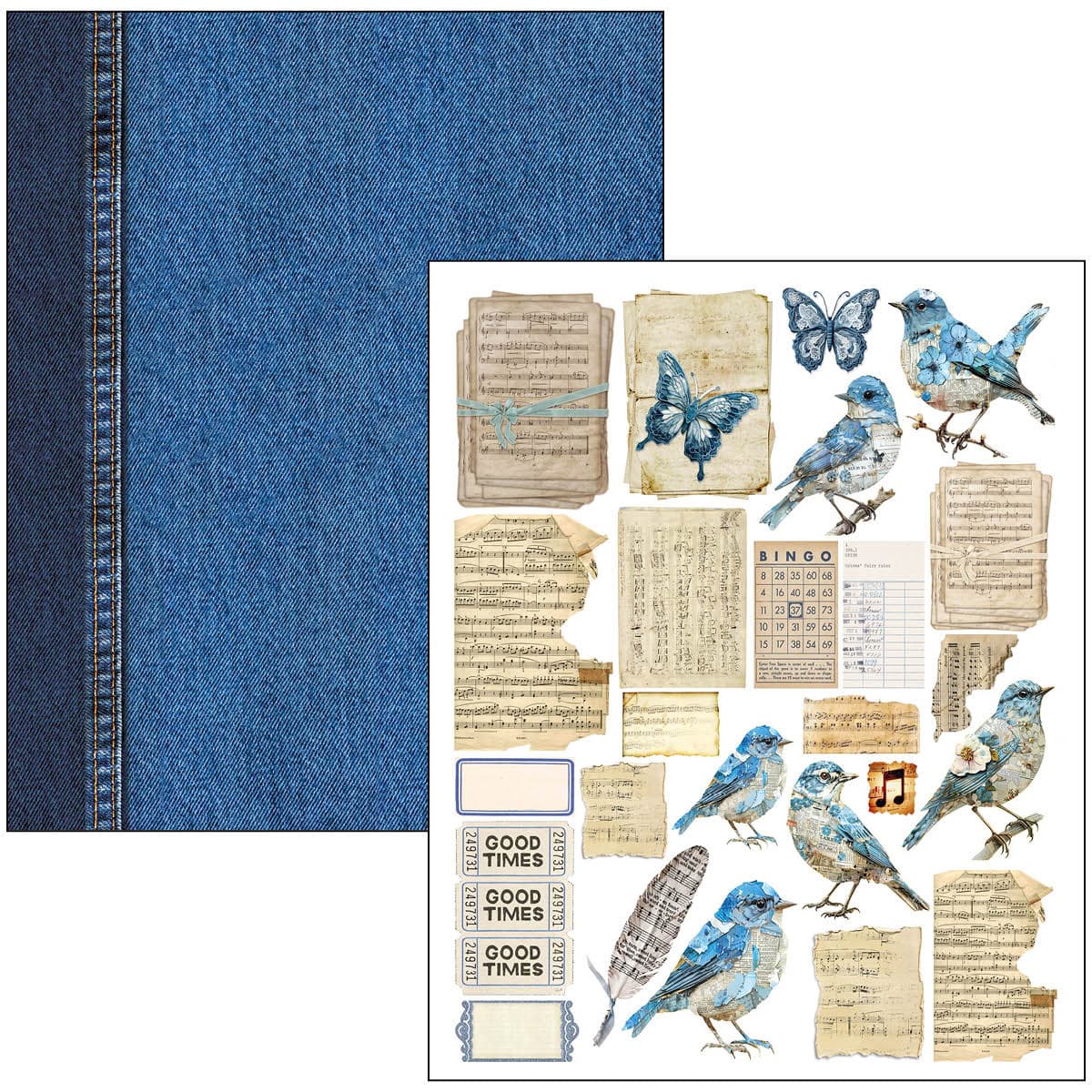Mixed media book - Urban blue denim - 20 - Ciao Bella - Tidformera