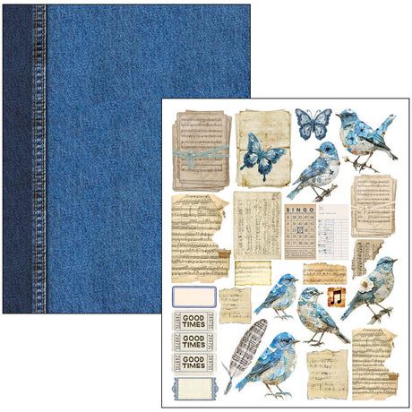 Mixed media book - Urban blue denim - 20 - Ciao Bella - Tidformera