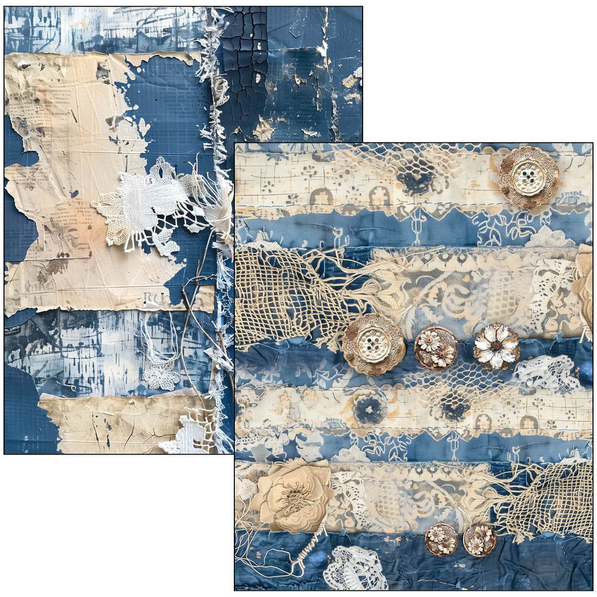 Mixed media book - Urban blue denim - 5 - Ciao Bella - Tidformera