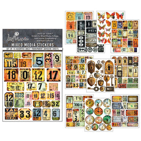 Mixed Media Stickers - 10-pack - Scratched Labels - 1 - Ciao Bella - Tidformera