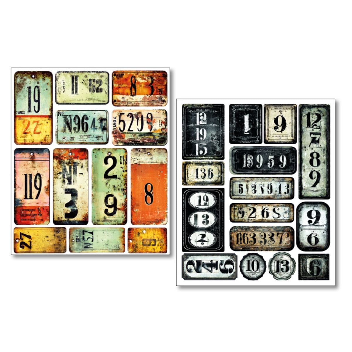 Mixed Media Stickers - 10-pack - Scratched Labels - 2 - Ciao Bella - Tidformera