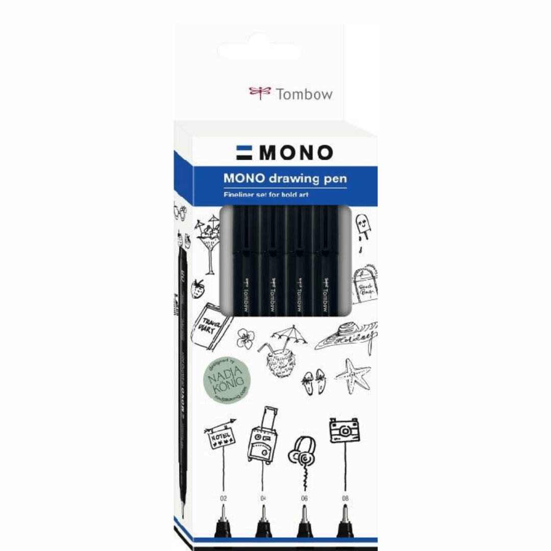 Mono drawing pen Fineliner 4 - pack Svart Bold - 1 - Tombow - Tidformera