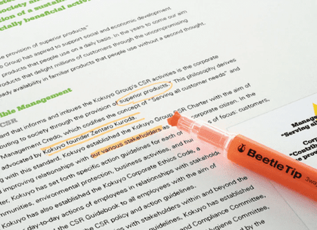 Överstrykningspenna Beetle Tip 3 - way Marker - Orange - 3 - Kokuyo - Tidformera