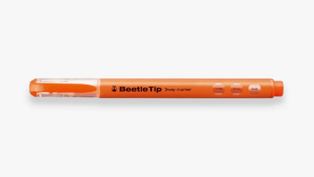 Överstrykningspenna Beetle Tip 3 - way Marker - Orange - 1 - Kokuyo - Tidformera