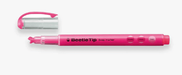 Överstrykningspenna Beetle Tip 3 - way Marker - Pink - 1 - Kokuyo - Tidformera