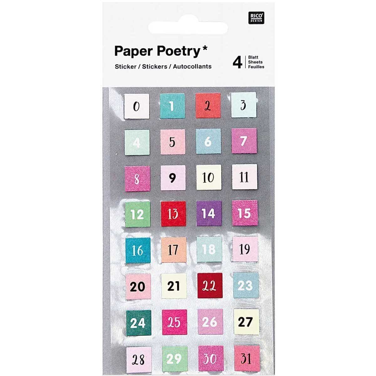 Paper Poetry Stickers Kalender - Numbers 0 - 31 - 1 - Rico Design - Tidformera