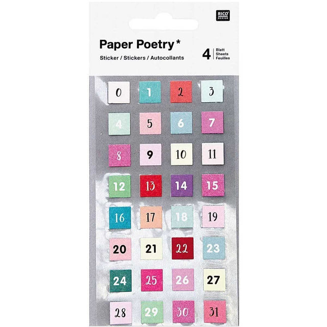 Paper Poetry Stickers Kalender - Numbers 0-31 - Rico Design - Tidformera