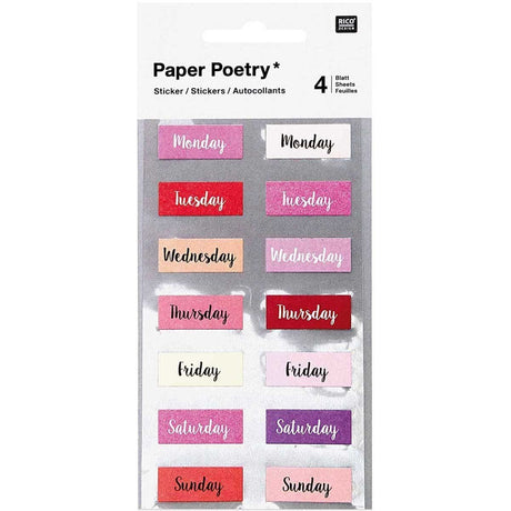 Paper Poetry Stickers Kalender - Weekdays Pink - Rico Design - Tidformera