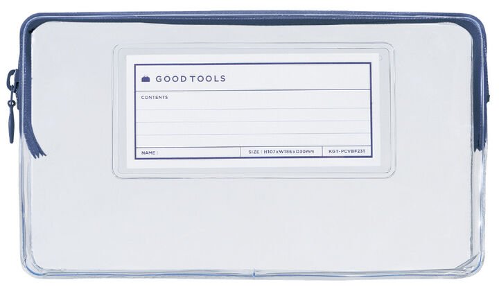 Pen Pouch Clear - Good Tools - Navy Zipper - 2 - Kokuyo - Tidformera