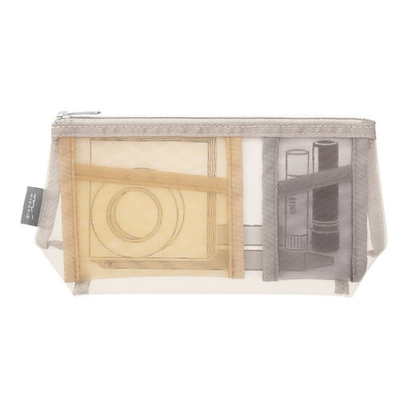 Pen & Tool Pouch Mesh Triangulär - Beige - 1 - Midori - Tidformera