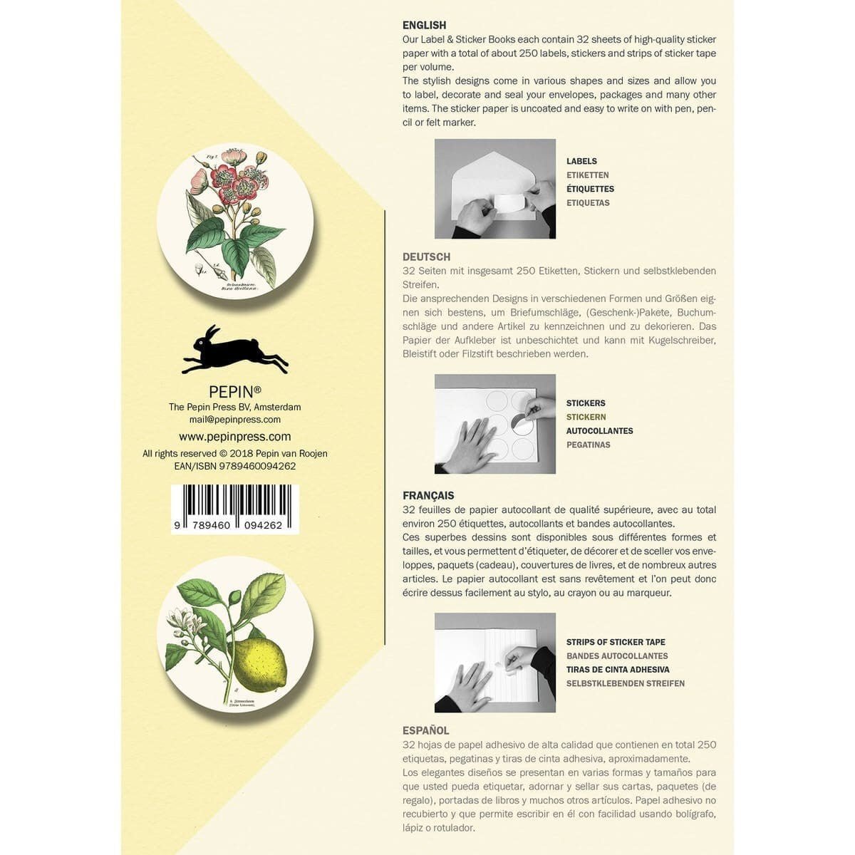 Pepin Labels, stickers & tape Sticker book - Flora - Pepin Press - Tidformera