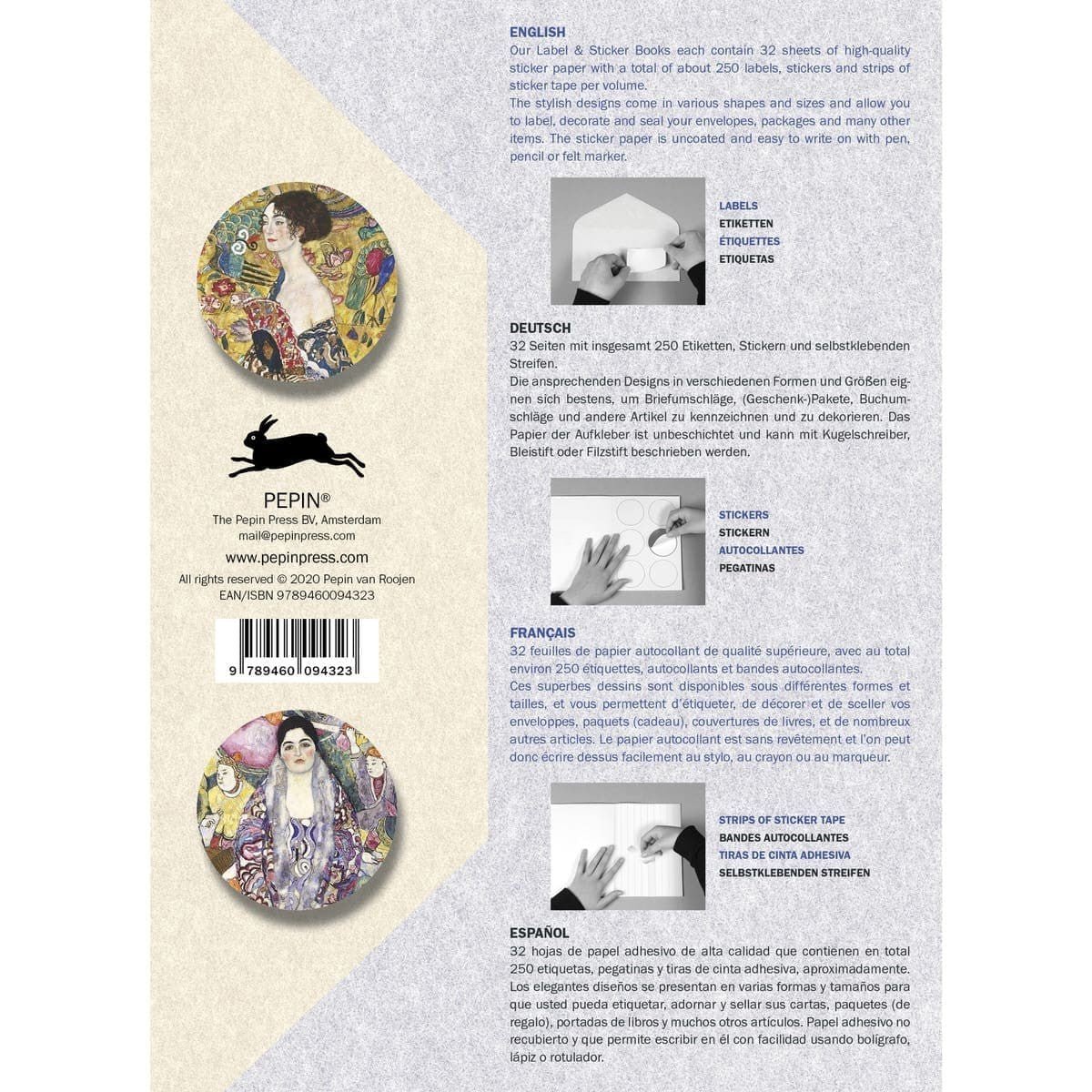 Pepin Labels, stickers & tape Sticker book - Gustav Klimt - Pepin Press - Tidformera