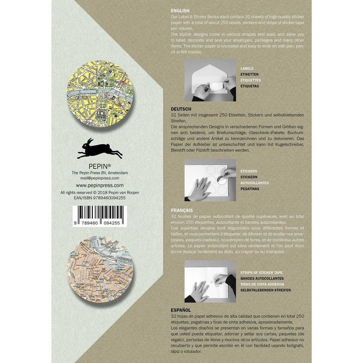 Pepin Labels, stickers & tape Sticker book - Historical maps - Pepin Press - Tidformera