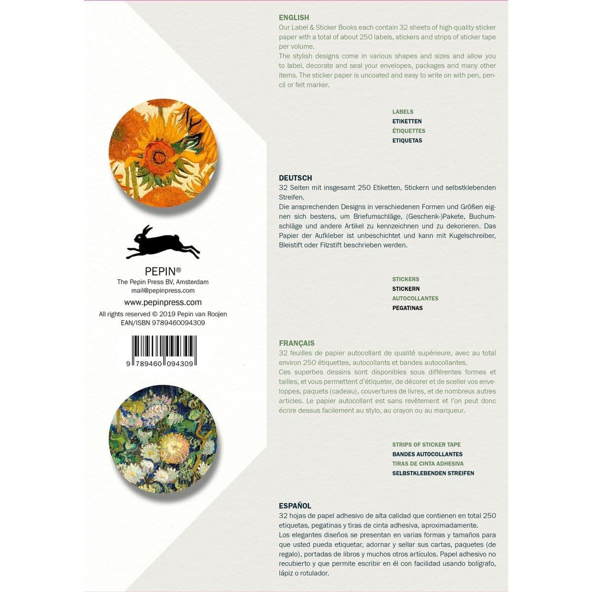 Pepin Labels, stickers & tape Sticker book - Vincent van Gogh - Pepin Press - Tidformera