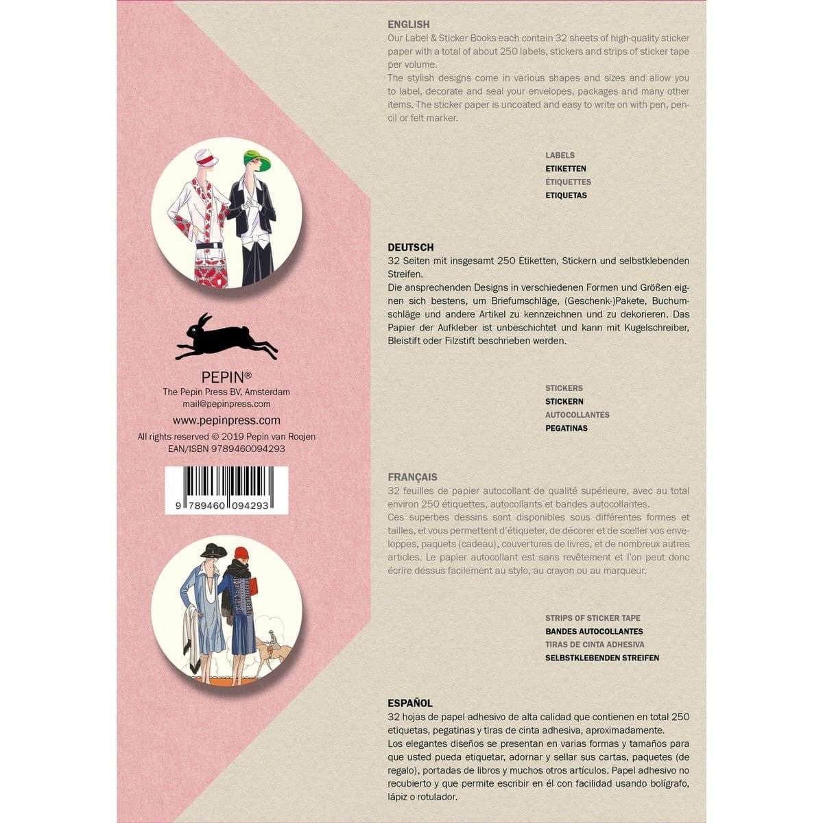 Pepin Labels, stickers & tape Sticker book - Vintage fashion - Pepin Press - Tidformera