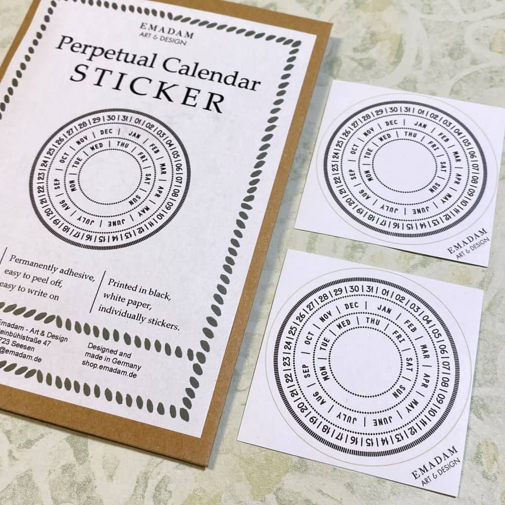 Perpetual Calendar Sticker - 2 - Emadam Art & Design - Tidformera