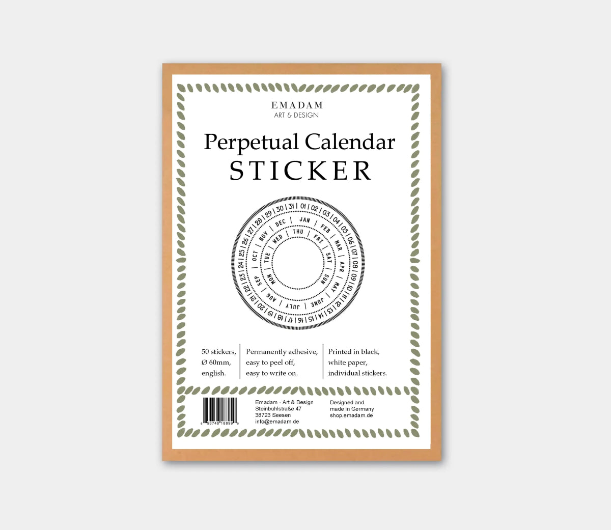 Perpetual Calendar Sticker - 1 - Emadam Art & Design - Tidformera