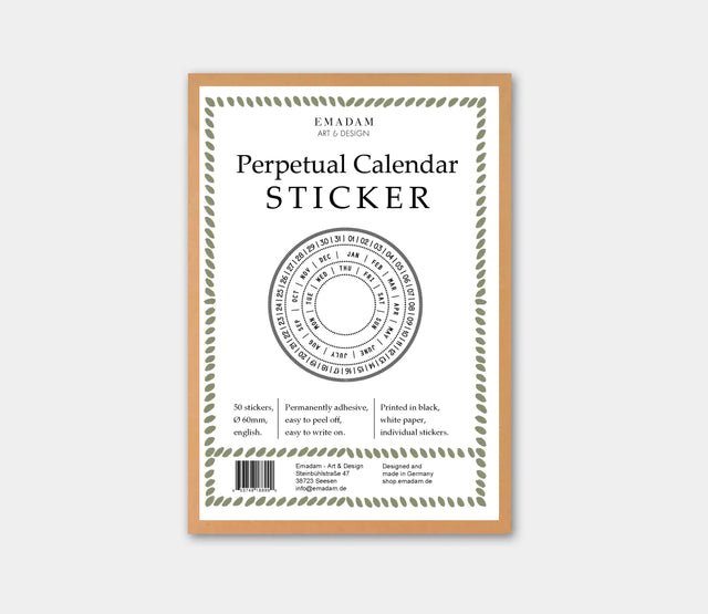 Perpetual Calendar Sticker - 1 - Emadam Art & Design - Tidformera