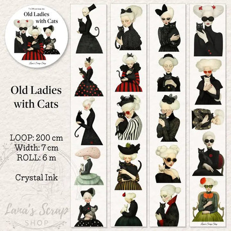 Pet Tape - Lana - 70 mm - Old Ladies with Cats - 1 - Lana's Scrap Shop - Tidformera