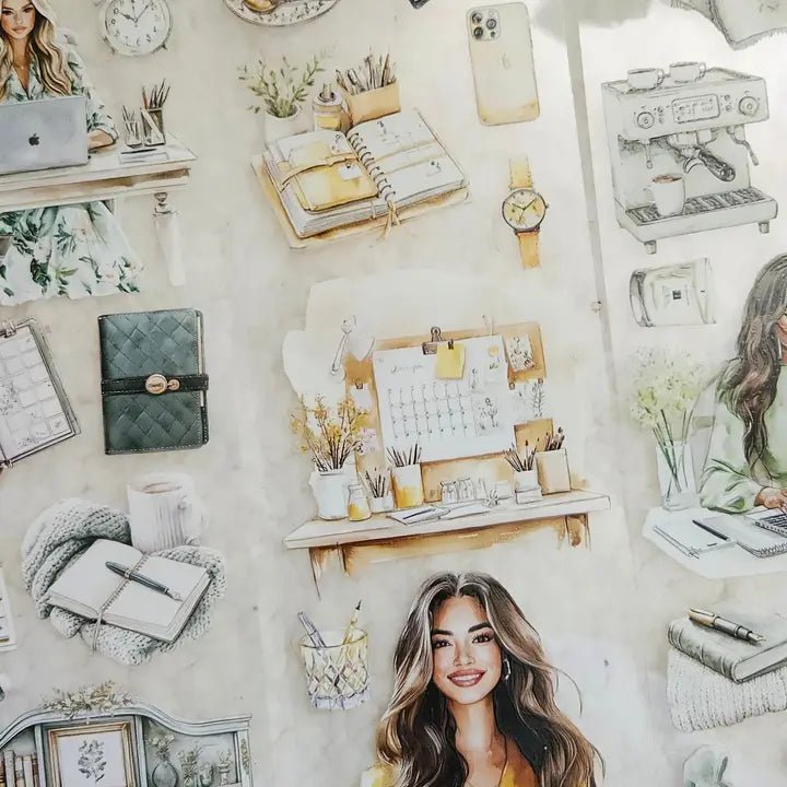 Pet Tape - Lana - 70 mm - Sage and Mustard - 4 - Lana's Scrap Shop - Tidformera