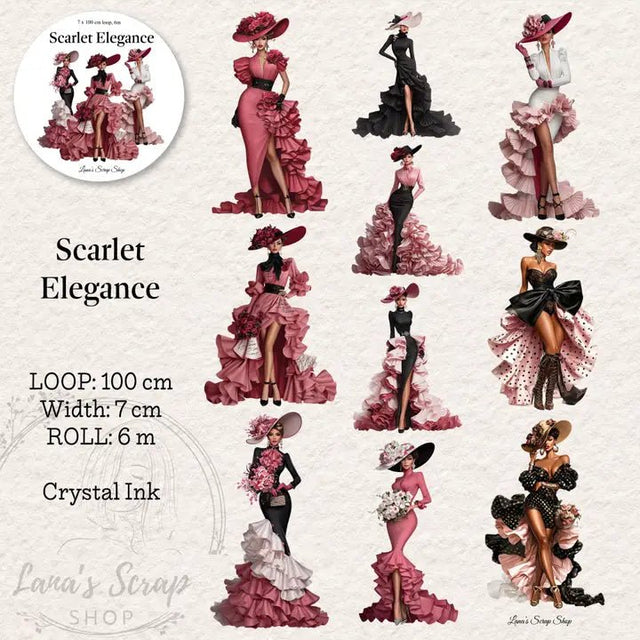 Pet Tape - Lana - 70 mm - Scarlet Elegance - 1 - Lana's Scrap Shop - Tidformera