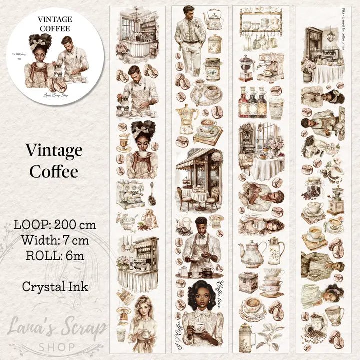 Pet Tape - Lana - 70 mm - Vintage Coffee - 2 - Lana's Scrap Shop - Tidformera