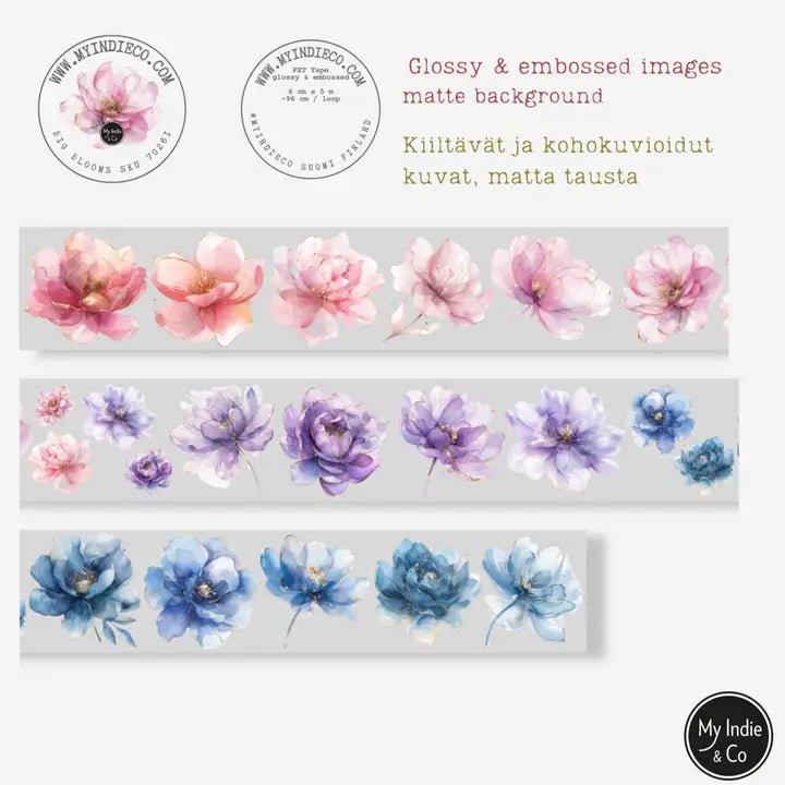 Pet Tape - MIC - Big Blooms Glossy & Embossed 60 mm - 2 - MIC & MIM Premium Paper Shop - Tidformera