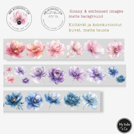 Pet Tape - MIC - Big Blooms Glossy & Embossed 60 mm - 2 - MIC & MIM Premium Paper Shop - Tidformera