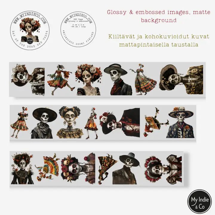 Pet Tape - MIC - Day of the Dead Glossy & Embossed 60 mm - 6 - MIC & MIM Premium Paper Shop - Tidformera