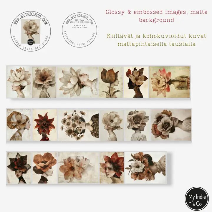 Pet Tape - MIC - Flower Girls Glossy & Embossed 60 mm - 6 - MIC & MIM Premium Paper Shop - Tidformera