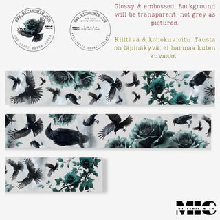 Pet Tape - MIC - Raven Bloom Glossy & Embossed 70 mm - 6 - MIC & MIM Premium Paper Shop - Tidformera