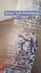 Pet Tape - MIC - Silver Veil Peonies Glossy & Embossed 70 mm - 7 - MIC & MIM Premium Paper Shop - Tidformera