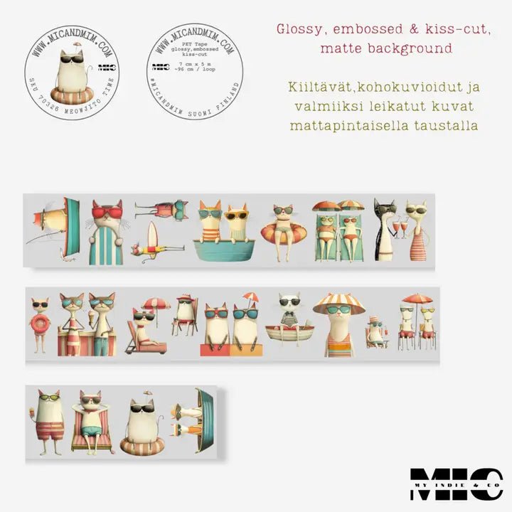 Pet Tape Pre - cut - MIC - Meowjito Time 3D Glossy 70 mm - 7 - MIC & MIM Premium Paper Shop - Tidformera