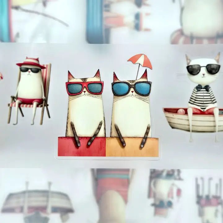 Pet Tape Pre - cut - MIC - Meowjito Time 3D Glossy 70 mm - 3 - MIC & MIM Premium Paper Shop - Tidformera