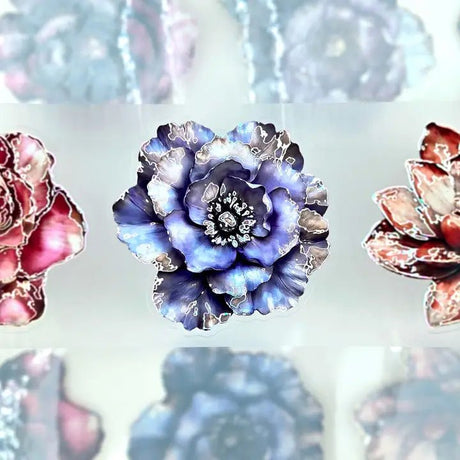 Pet Tape Pre - cut - MIC - Metallic Blooms 3D Foiled 70 mm - 3 - MIC & MIM Premium Paper Shop - Tidformera