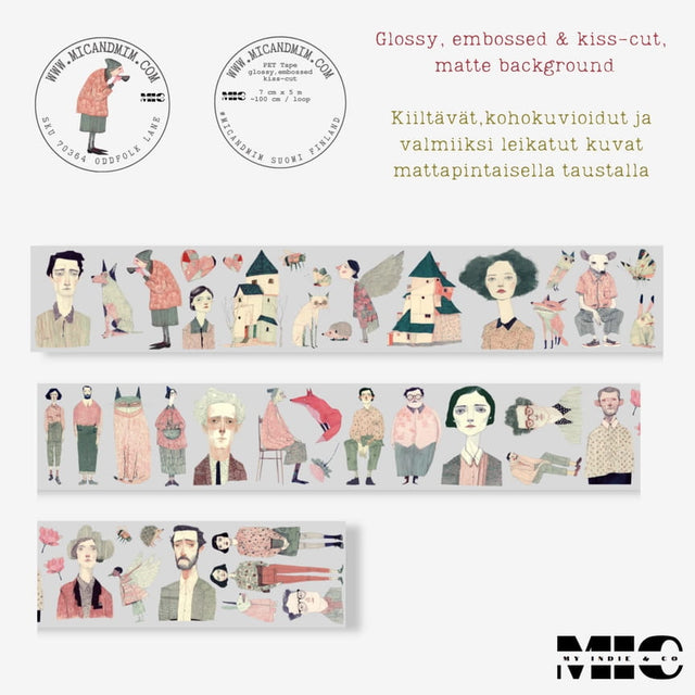 Pet Tape Pre - cut - MIC - Oddfolk Lane 3D Glossy 70 mm - 7 - MIC & MIM Premium Paper Shop - Tidformera