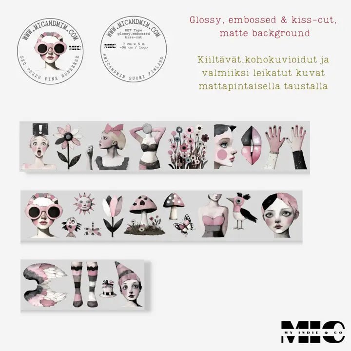 Pet Tape Pre - cut - MIC - Pink Nonsense 3D Glossy 70 mm - 7 - MIC & MIM Premium Paper Shop - Tidformera