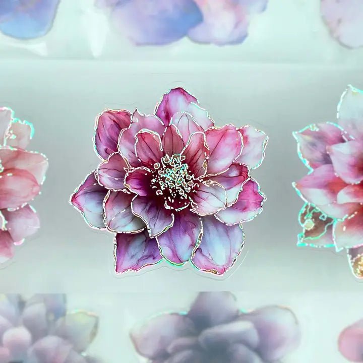 Pet Tape Pre - cut - MIC - Purple & Pink Flowers 3D Foiled 70 mm - 4 - MIC & MIM Premium Paper Shop - Tidformera