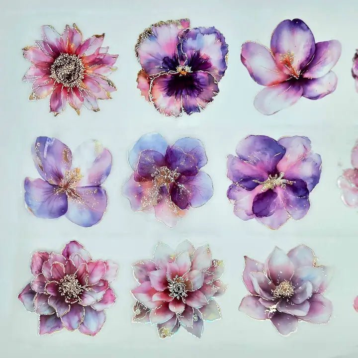 Pet Tape Pre - cut - MIC - Purple & Pink Flowers 3D Foiled 70 mm - 8 - MIC & MIM Premium Paper Shop - Tidformera