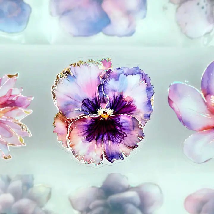 Pet Tape Pre - cut - MIC - Purple & Pink Flowers 3D Foiled 70 mm - 5 - MIC & MIM Premium Paper Shop - Tidformera